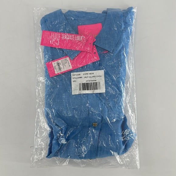 Lilly Pulitzer Women's Linley Collared Coverup in Beckon Blue x Sea Salt Size M - Picture 7 of 10